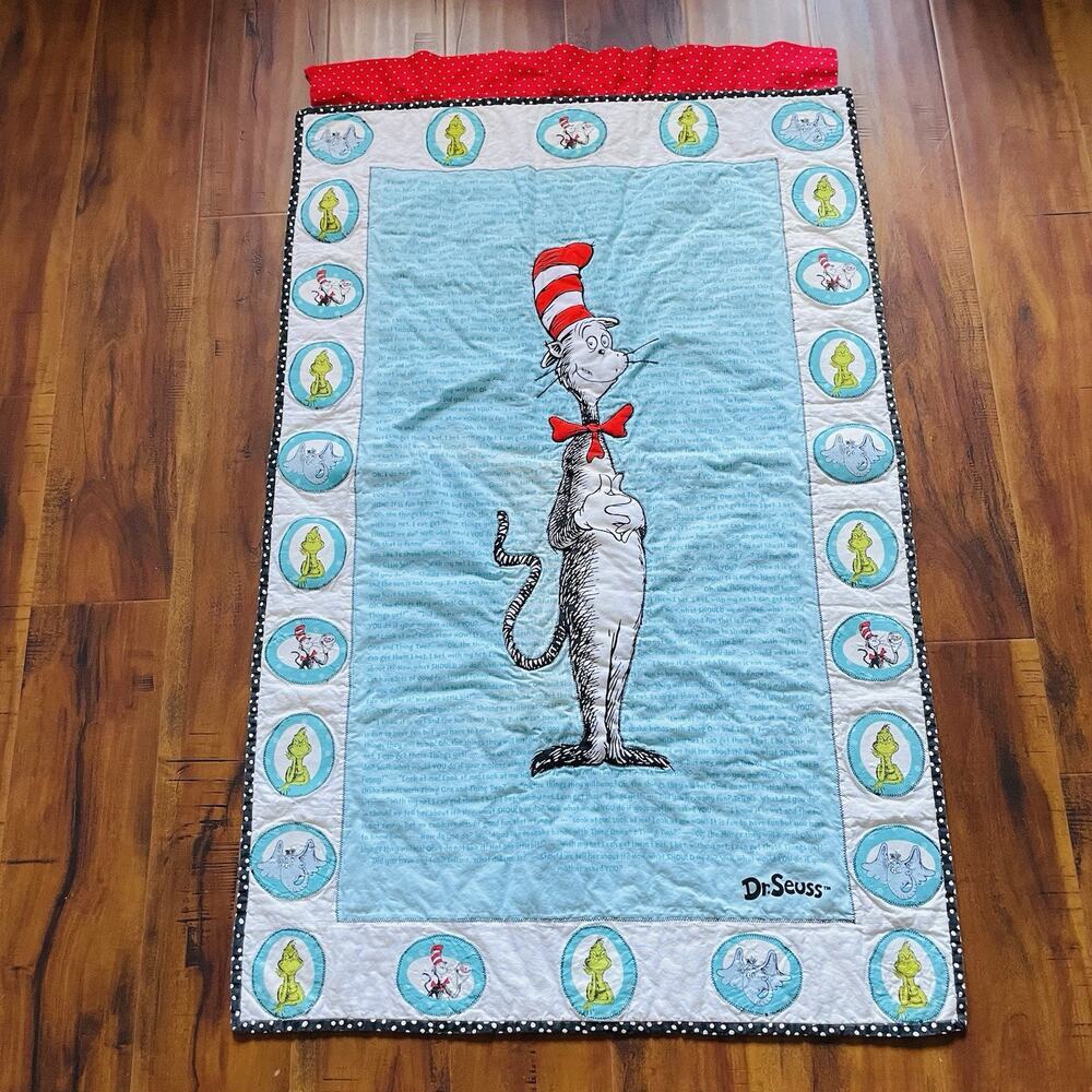 Dr Seuss Cat in the Hat Wall Hanging Nursery Playroom Rod Pocket‎ 30"x49" Large